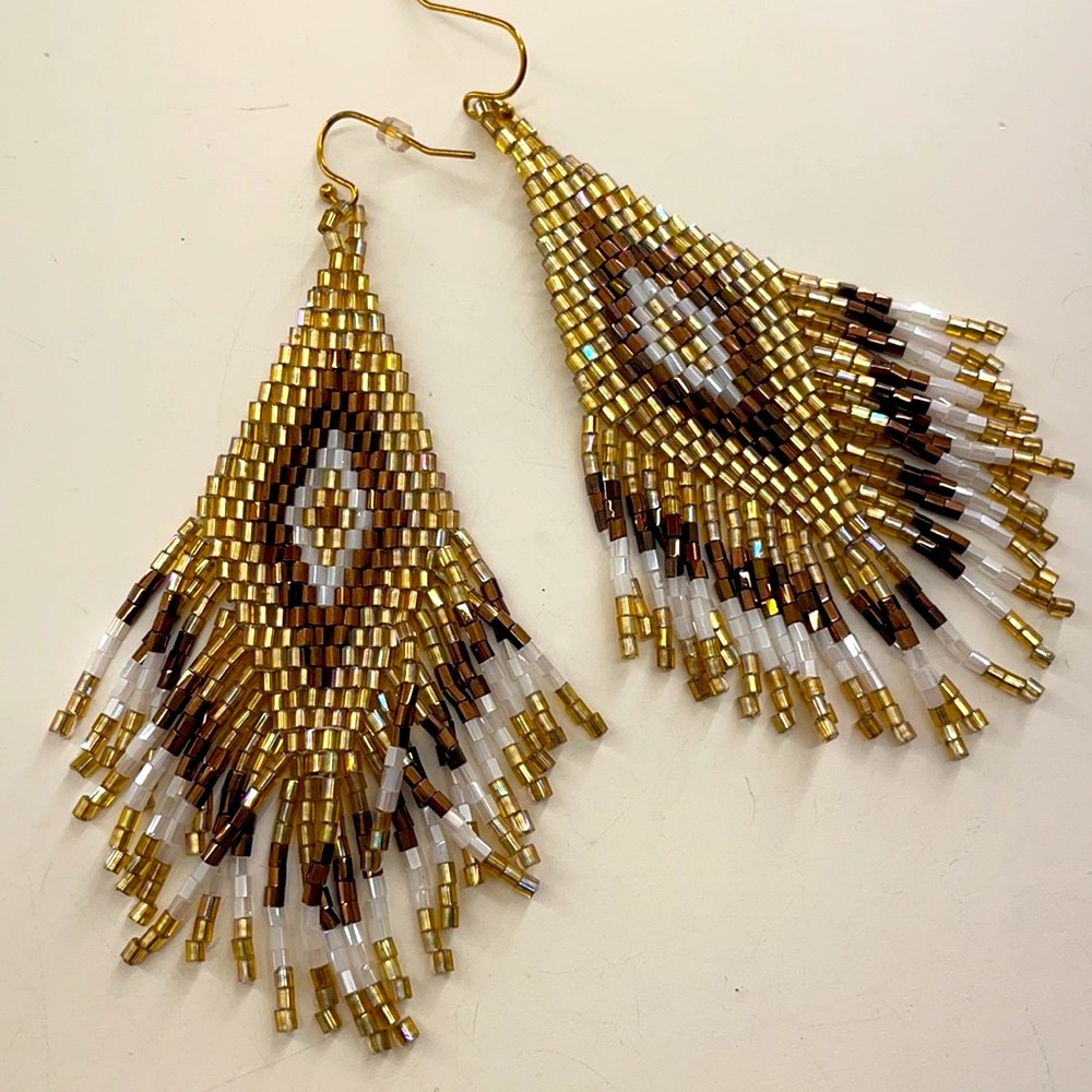 Gold beaded earrings